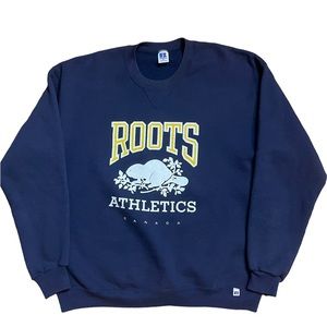 Vintage 1980’s Roots Athletics Canada Russell USA Crewneck Sweatshirt Size XXL
